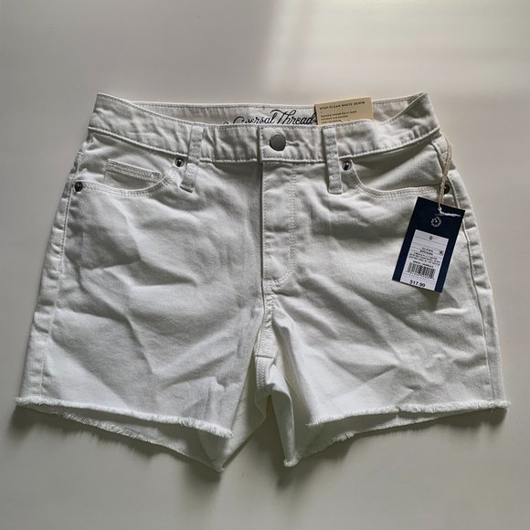 White High Rise Midi Shorts - Picture 1 of 7